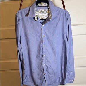 John Lennon English Laundry Textured Jacquard Shirt Blue Cotton Medium